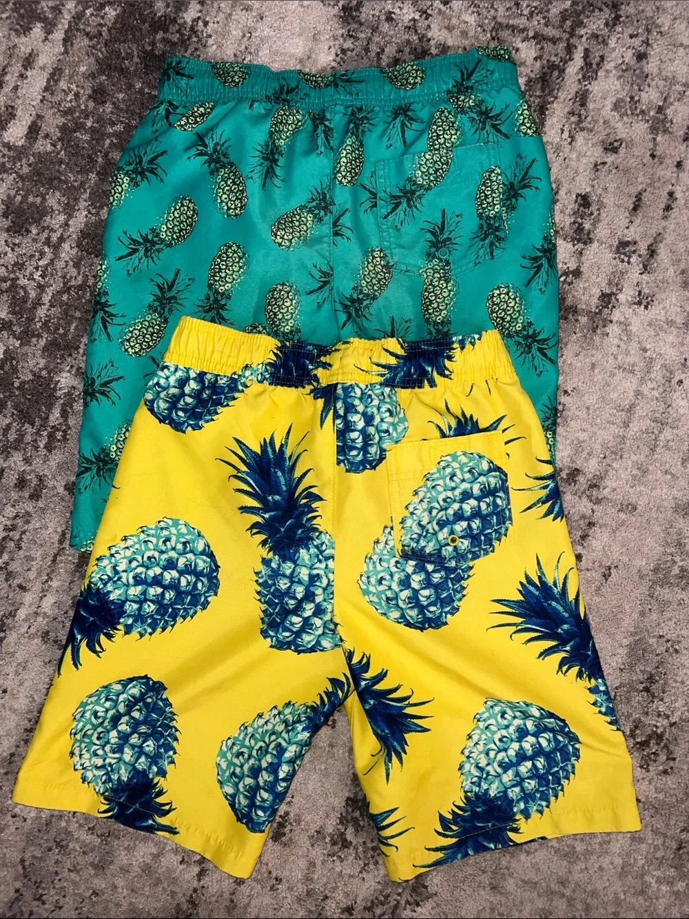 abercrombie kids Yellow & Teal Pineapple Swim Shorts. Two pair.